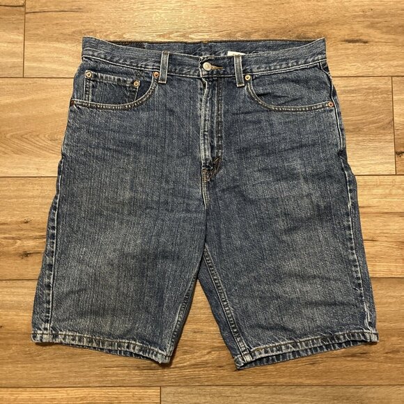 Men's Levis 505 Regular Fit Denim Jeans Shorts SZ 33x10 Blue Jorts Dad - Picture 1 of 11